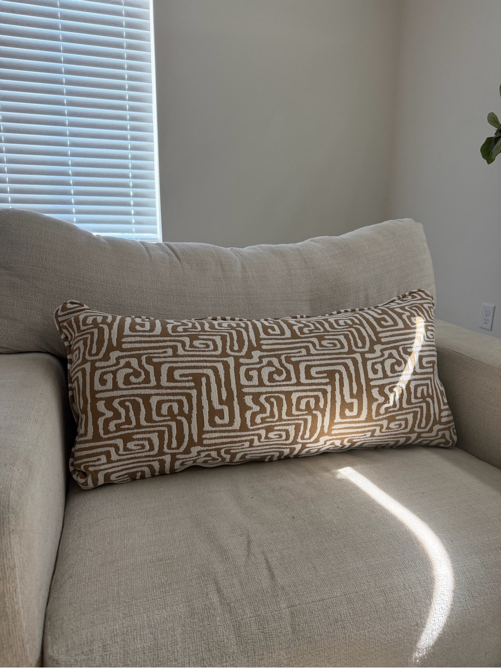 Decorative Brown and Cream Geometric Lumbar Pillow Case